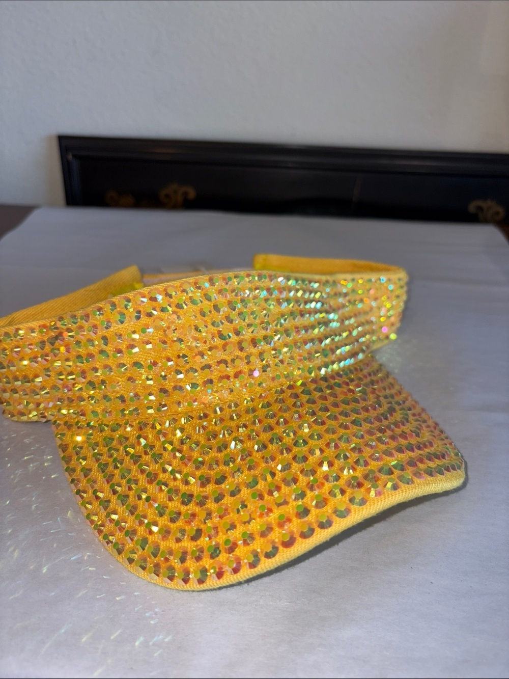Yellow Visor with rhinestones